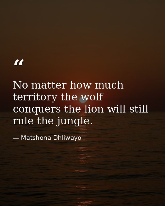 No matter how much territory the wolf conquers the lion will still rule the jungle. — Matshona Dhliwayo