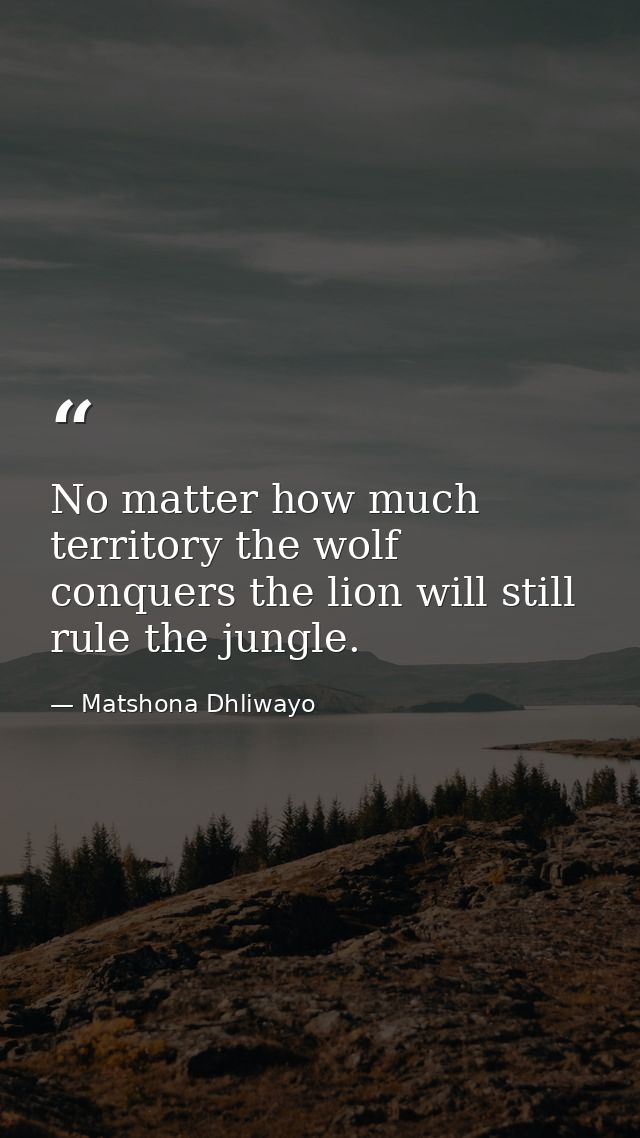 No matter how much territory the wolf conquers the lion will still rule the jungle. — Matshona Dhliwayo