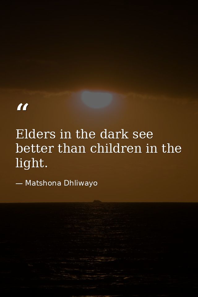 Elders in the dark see better than children in the light. — Matshona Dhliwayo