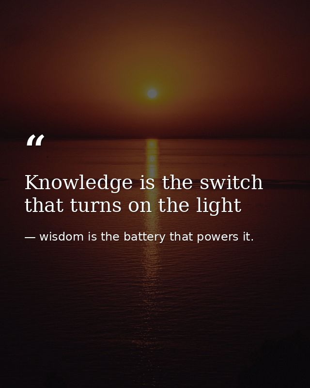 Knowledge is the switch that turns on the light — wisdom is the battery that powers it.