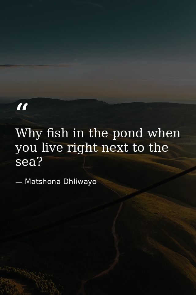 Why fish in the pond when you live right next to the sea? — Matshona Dhliwayo
