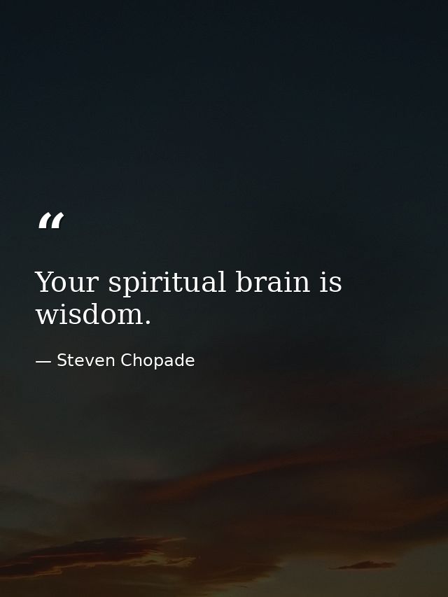 Your spiritual brain is wisdom. — Steven Chopade