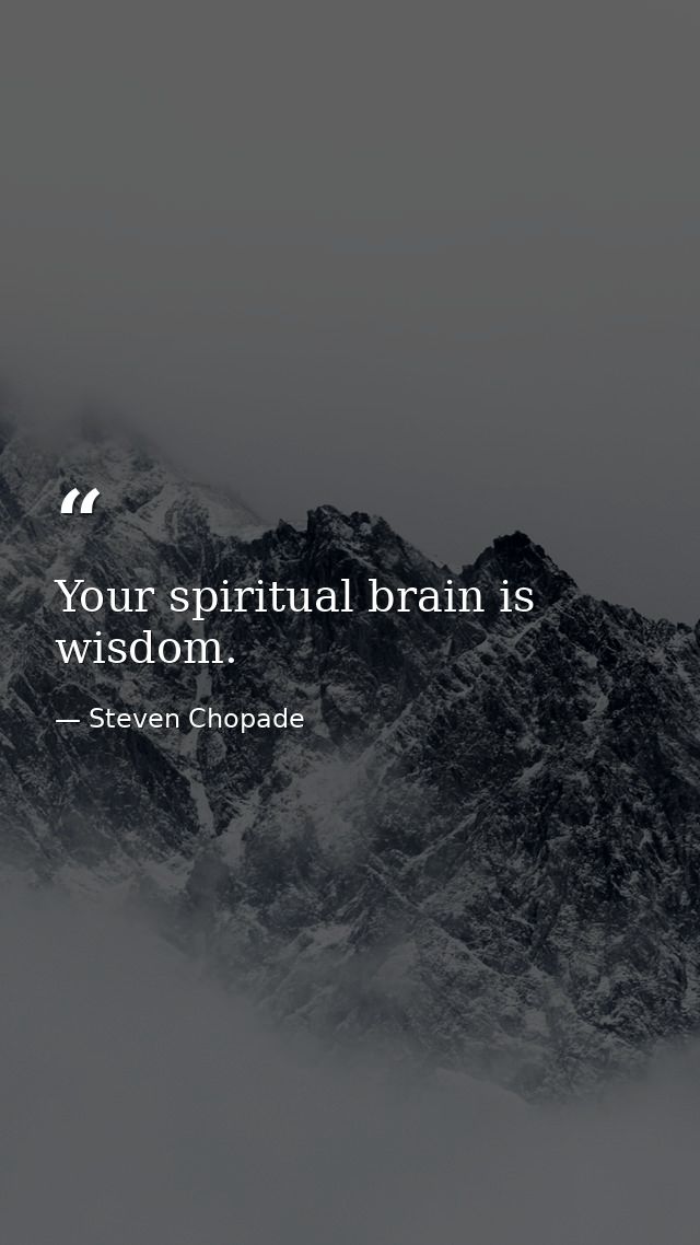 Your spiritual brain is wisdom. — Steven Chopade