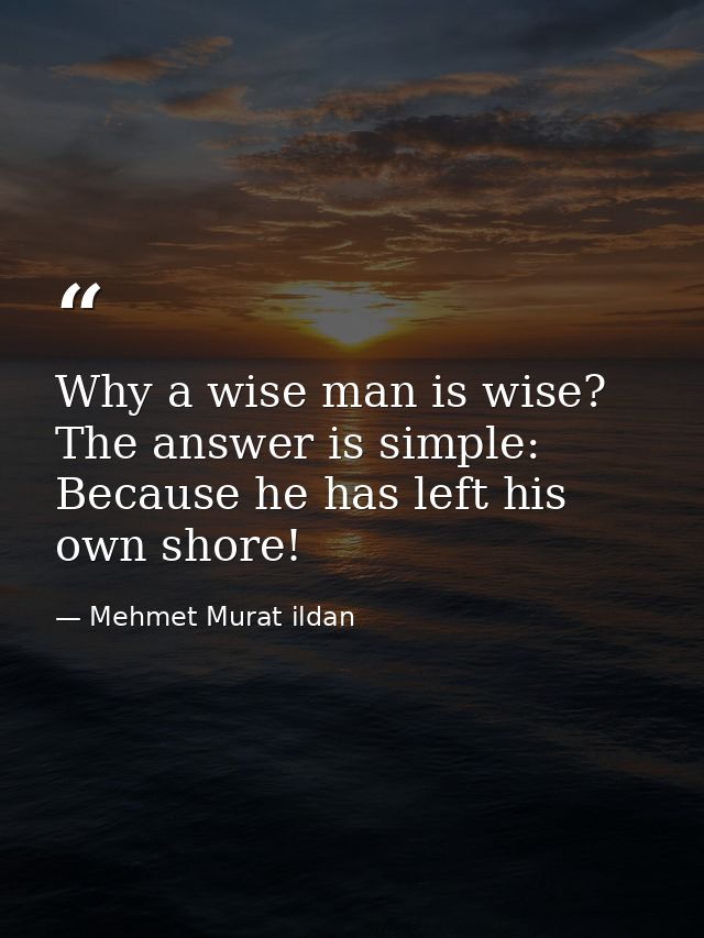 Why a wise man is wise? The answer is simple: Because he has left his own shore! — Mehmet Murat ildan