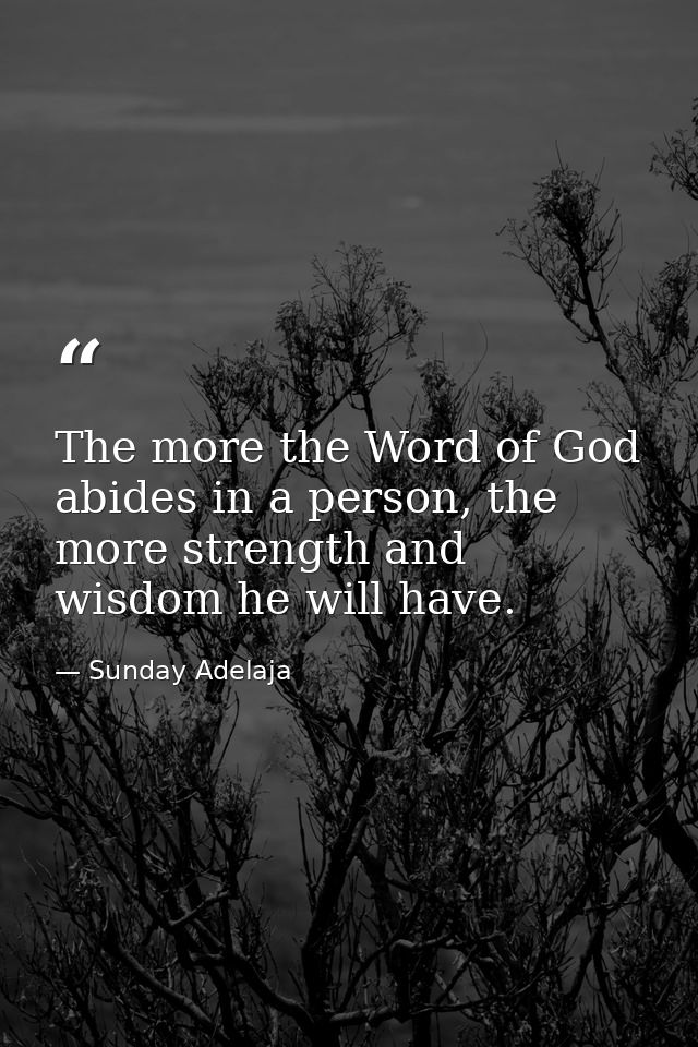The more the Word of God abides in a person, the more strength and wisdom he will have. — Sunday Adelaja