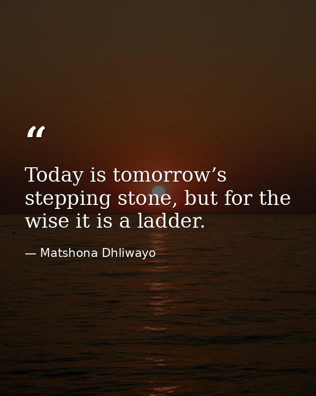 Today is tomorrow’s stepping stone, but for the wise it is a ladder. — Matshona Dhliwayo