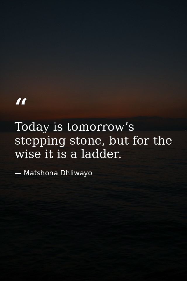 Today is tomorrow’s stepping stone, but for the wise it is a ladder. — Matshona Dhliwayo