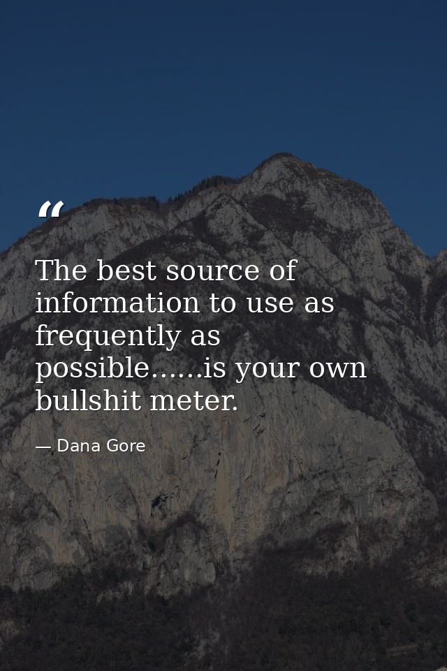 The best source of information to use as frequently as possible......is your own bullshit meter. — Dana Gore