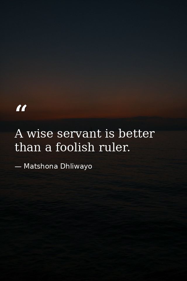 A wise servant is better than a foolish ruler. — Matshona Dhliwayo