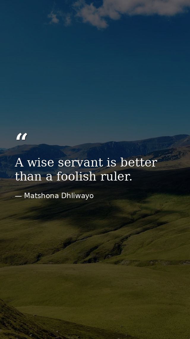 A wise servant is better than a foolish ruler. — Matshona Dhliwayo