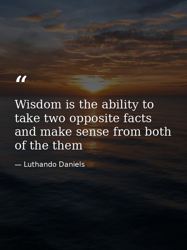 Wisdom is the ability to take two opposite facts and make sense from both of the them — Luthando Daniels