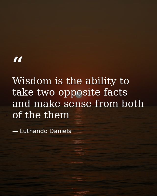 Wisdom is the ability to take two opposite facts and make sense from both of the them — Luthando Daniels