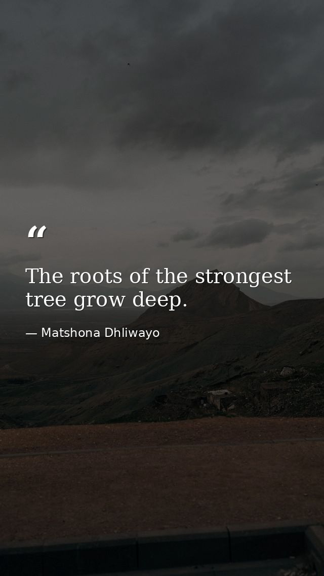 The roots of the strongest tree grow deep. — Matshona Dhliwayo