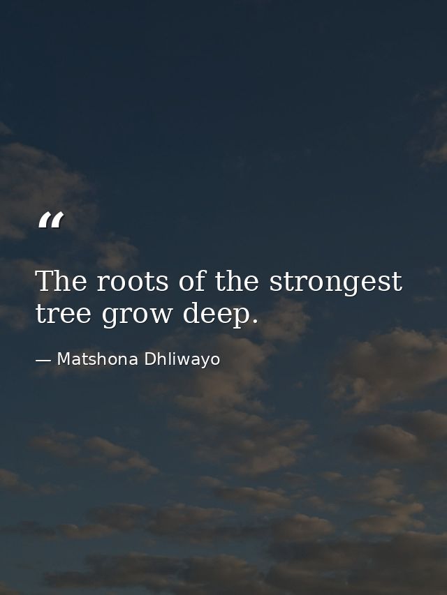 The roots of the strongest tree grow deep. — Matshona Dhliwayo