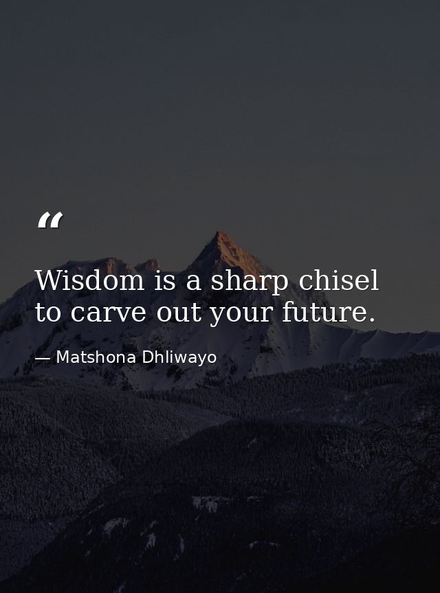 Wisdom is a sharp chisel to carve out your future. — Matshona Dhliwayo