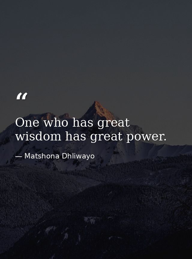 One who has great wisdom has great power. — Matshona Dhliwayo