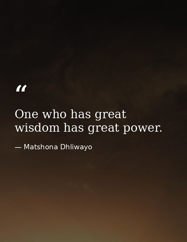 One who has great wisdom has great power. — Matshona Dhliwayo