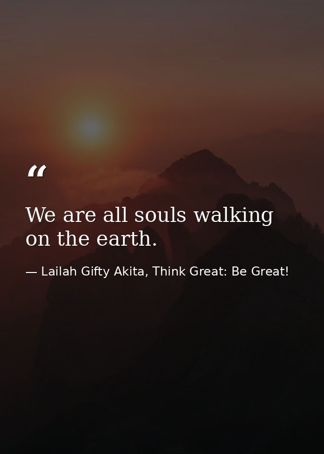 We are all souls walking on the earth. — Lailah Gifty Akita, Think Great: Be Great!