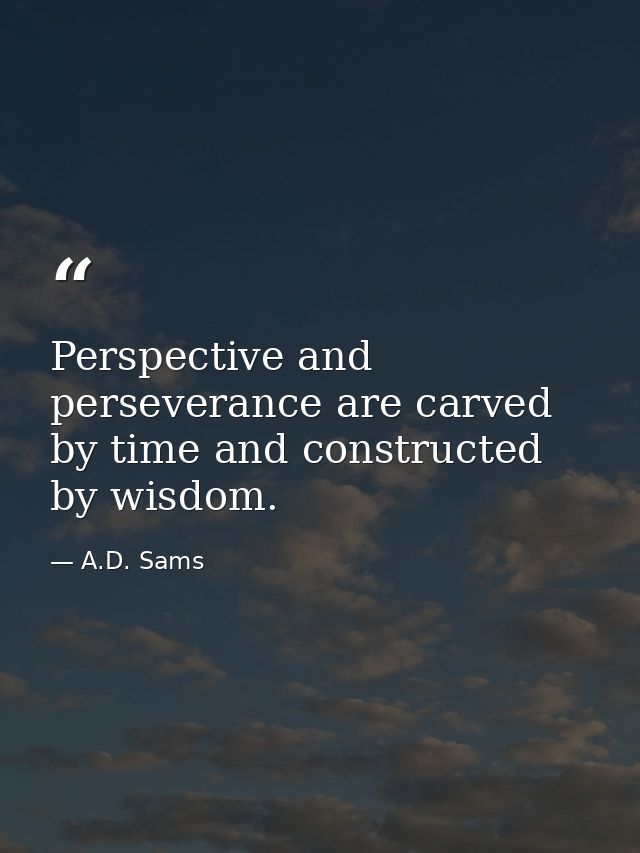 Perspective and perseverance are carved by time and constructed by wisdom. — A.D. Sams