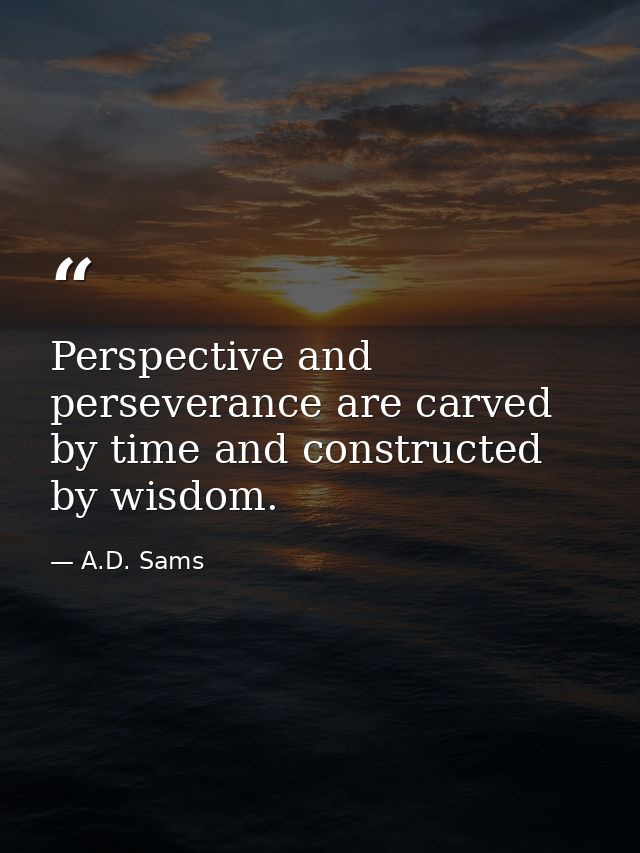 Perspective and perseverance are carved by time and constructed by wisdom. — A.D. Sams