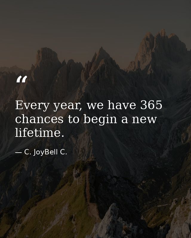 Every year, we have 365 chances to begin a new lifetime. — C. JoyBell C.