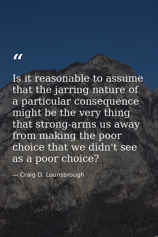 Is it reasonable to assume that the jarring nature of a particular consequence might be the very thing that strong-arms  — Craig D. Lounsbrough