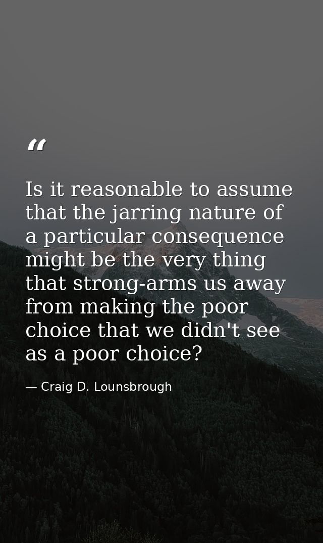 Is it reasonable to assume that the jarring nature of a particular consequence might be the very thing that strong-arms  — Craig D. Lounsbrough