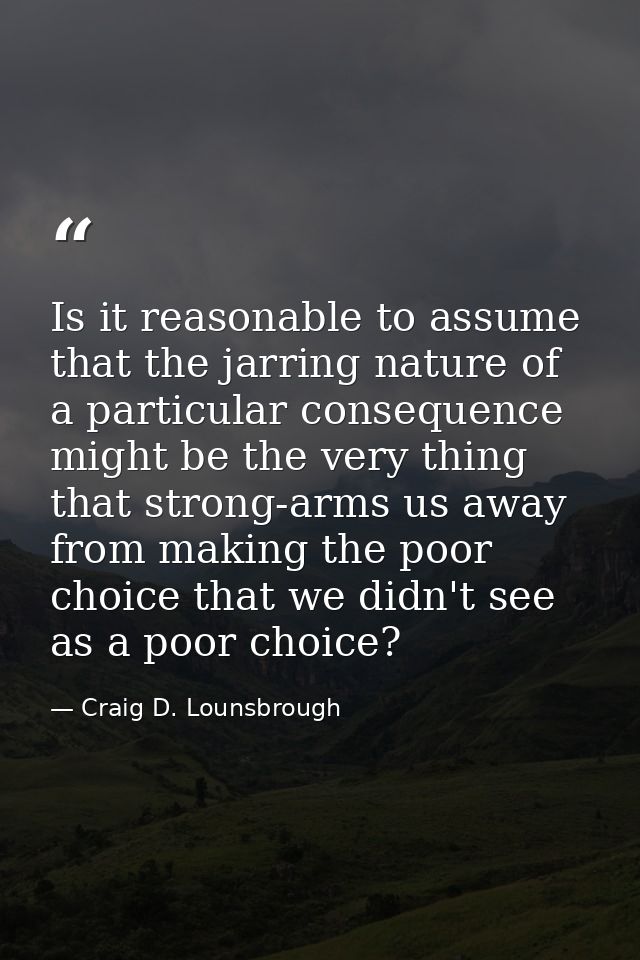 Is it reasonable to assume that the jarring nature of a particular consequence might be the very thing that strong-arms  — Craig D. Lounsbrough