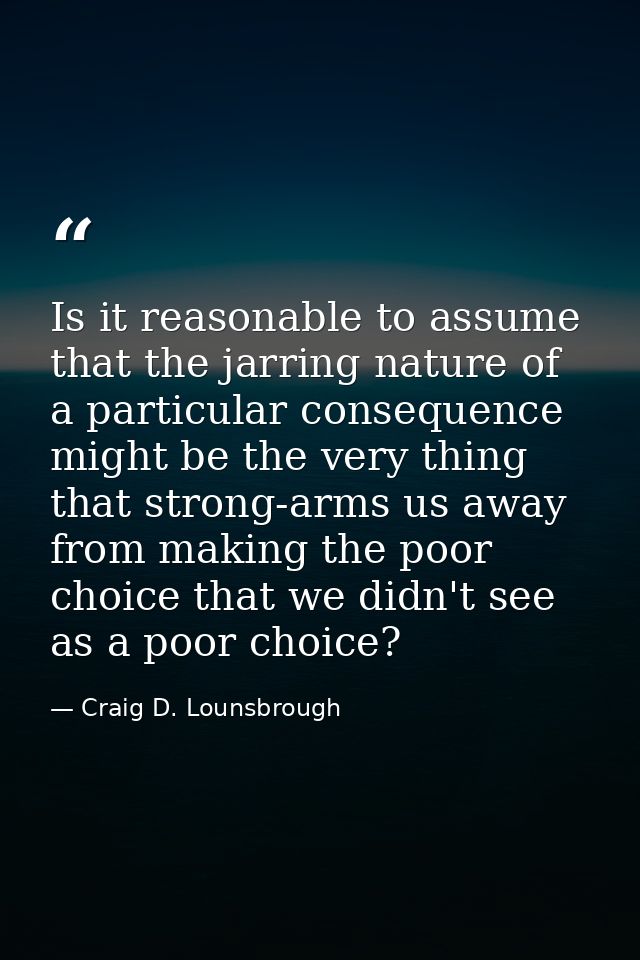 Is it reasonable to assume that the jarring nature of a particular consequence might be the very thing that strong-arms  — Craig D. Lounsbrough