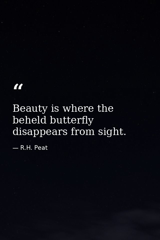 Beauty is where the beheld butterfly disappears from sight. — R.H. Peat