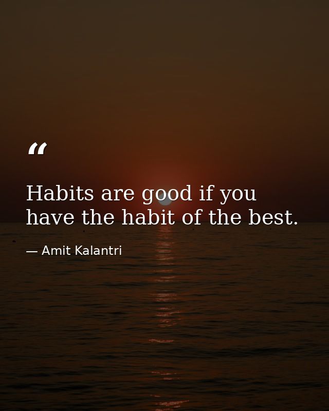 Habits are good if you have the habit of the best. — Amit Kalantri