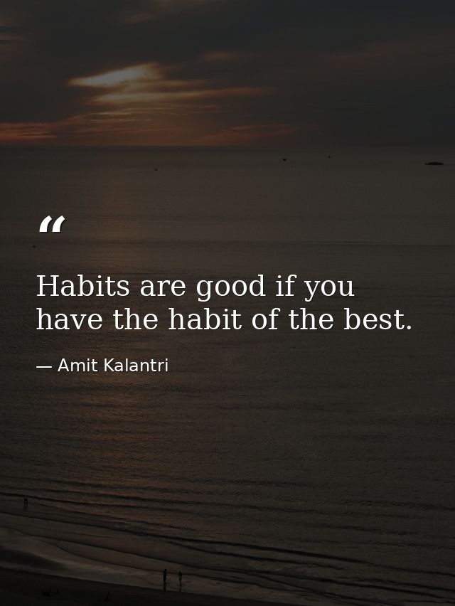 Habits are good if you have the habit of the best. — Amit Kalantri