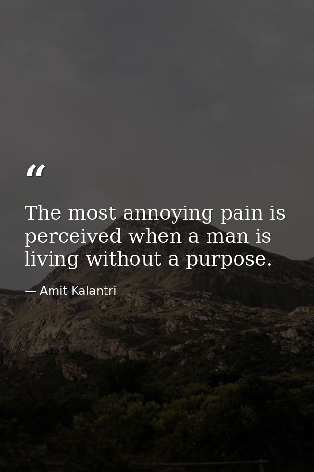 The most annoying pain is perceived when a man is living without a purpose. — Amit Kalantri