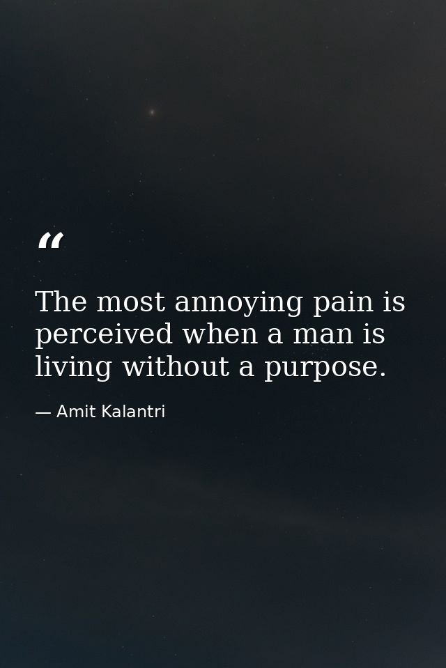 The most annoying pain is perceived when a man is living without a purpose. — Amit Kalantri