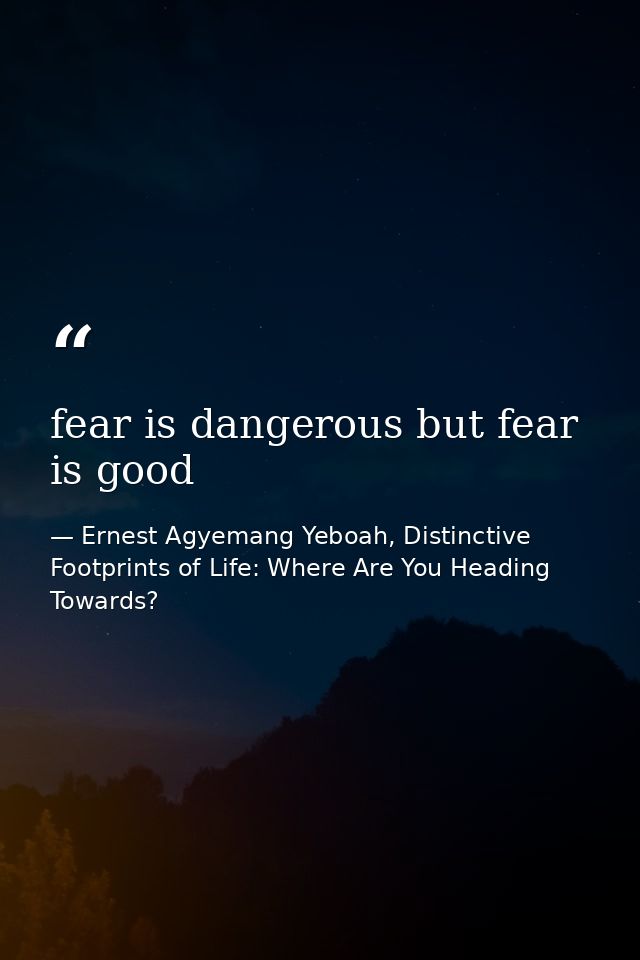 fear is dangerous but fear is good — Ernest Agyemang Yeboah, Distinctive Footprints of Life: Where Are You Heading Towards?