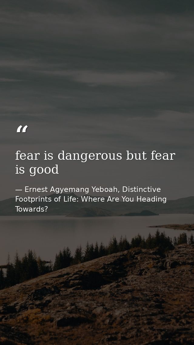 fear is dangerous but fear is good — Ernest Agyemang Yeboah, Distinctive Footprints of Life: Where Are You Heading Towards?