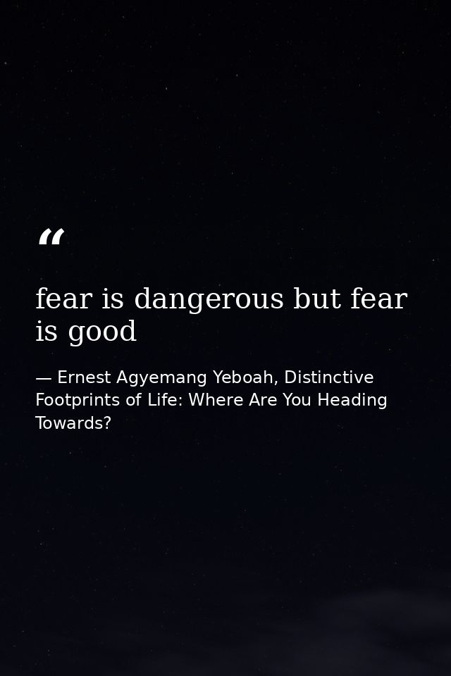 fear is dangerous but fear is good — Ernest Agyemang Yeboah, Distinctive Footprints of Life: Where Are You Heading Towards?