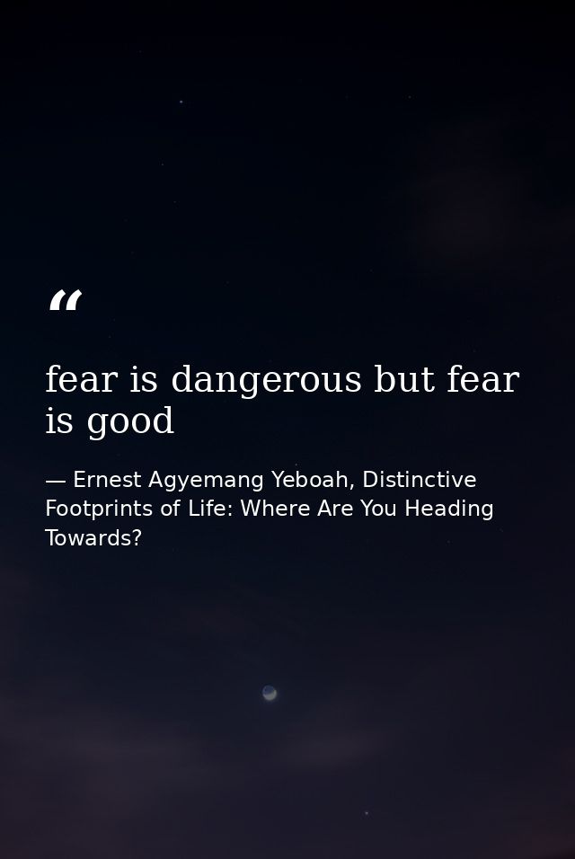 fear is dangerous but fear is good — Ernest Agyemang Yeboah, Distinctive Footprints of Life: Where Are You Heading Towards?