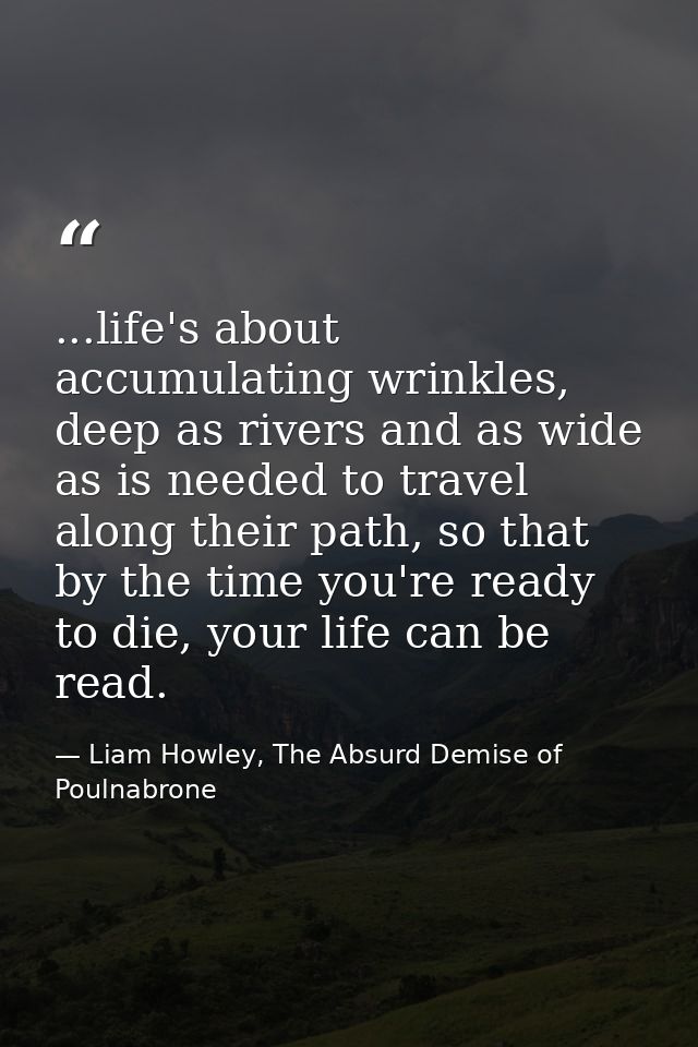 ...life's about accumulating wrinkles, deep as rivers and as wide as is needed to travel along their path, so that by th — Liam Howley, The Absurd Demise of Poulnabrone