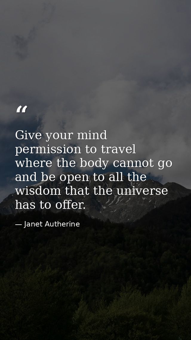 Give your mind permission to travel where the body cannot go and be open to all the wisdom that the universe has to offe — Janet Autherine