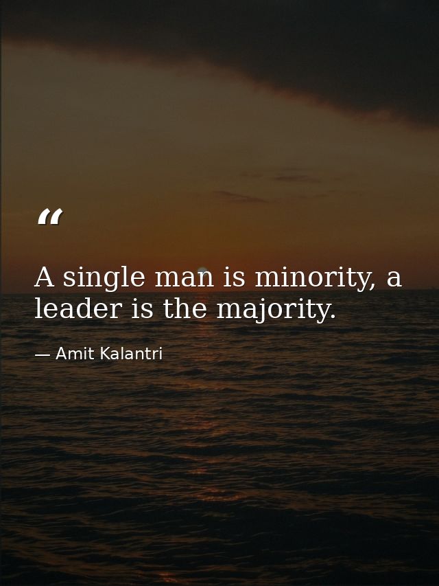 A single man is minority, a leader is the majority. — Amit Kalantri