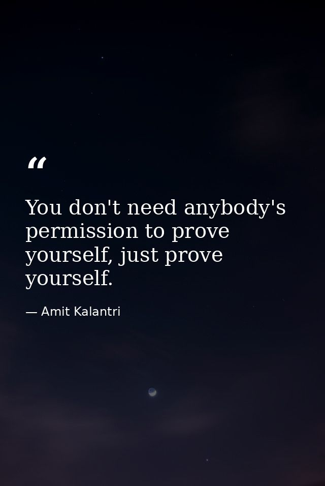 You don't need anybody's permission to prove yourself, just prove yourself. — Amit Kalantri