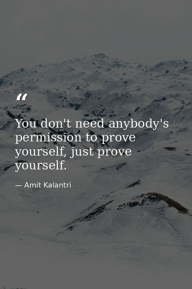 You don't need anybody's permission to prove yourself, just prove yourself. — Amit Kalantri