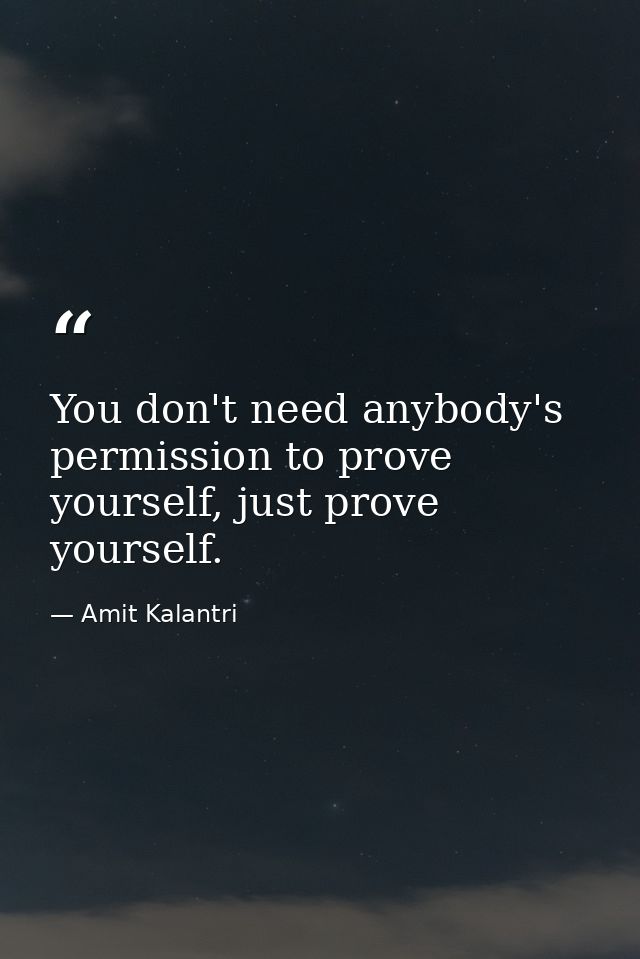 You don't need anybody's permission to prove yourself, just prove yourself. — Amit Kalantri