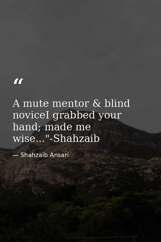 A mute mentor & blind noviceI grabbed your hand; made me wise..."-Shahzaib — Shahzaib Ansari