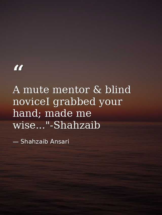 A mute mentor & blind noviceI grabbed your hand; made me wise..."-Shahzaib — Shahzaib Ansari
