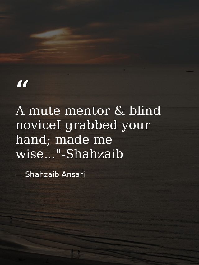 A mute mentor & blind noviceI grabbed your hand; made me wise..."-Shahzaib — Shahzaib Ansari