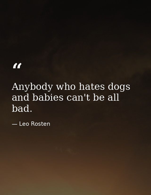 Anybody who hates dogs and babies can't be all bad. — Leo Rosten