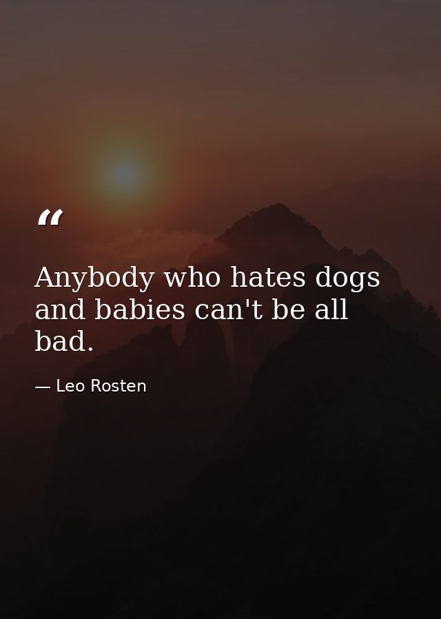Anybody who hates dogs and babies can't be all bad. — Leo Rosten