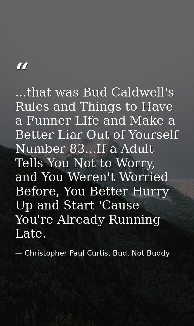 ...that was Bud Caldwell's Rules and Things to Have a Funner LIfe and Make a Better Liar Out of Yourself Number 83...If  — Christopher Paul Curtis, Bud, Not Buddy